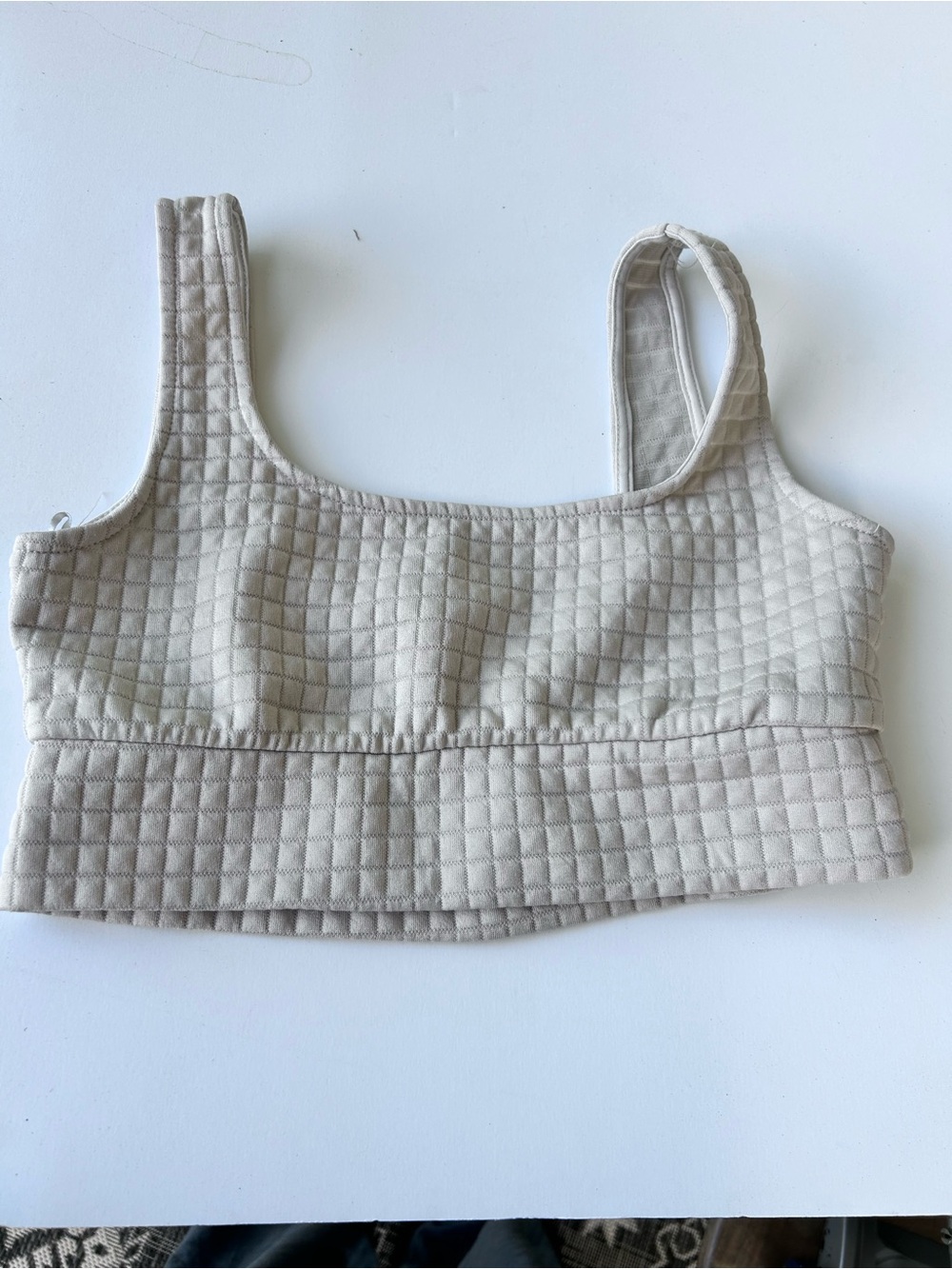 Altar'd State Quilted Bandeau Crop Top in Light Beige